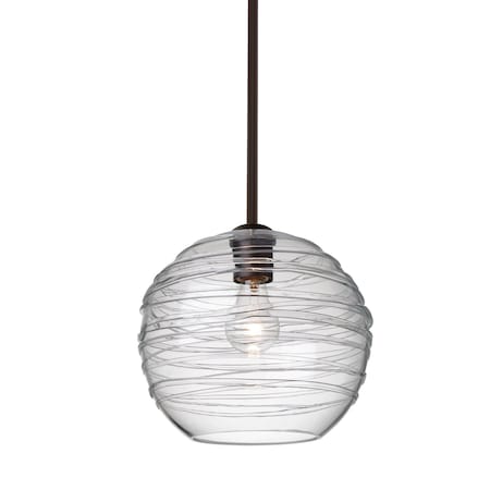 Besa Lighting Wave 10 Cord Pendant, Clear, Bronze Finish, 1x60W Incandescent 1TT-462761-BR